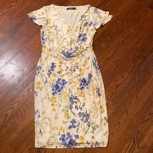 NWOT Ralph Lauren White Floral Wrap-Style Dress Size 8